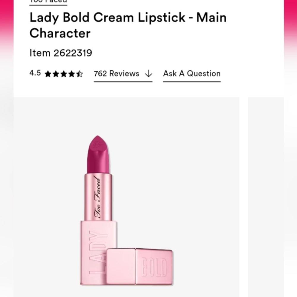 Too Faced Lady old Em-Power Cream Lipstick